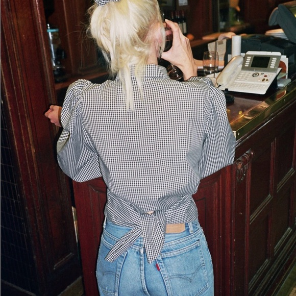 Maison Cleo - Julie - Black Gingham Blouse - Size 36 (S) - ASO Emily Ratajkowski - Picture 11 of 16